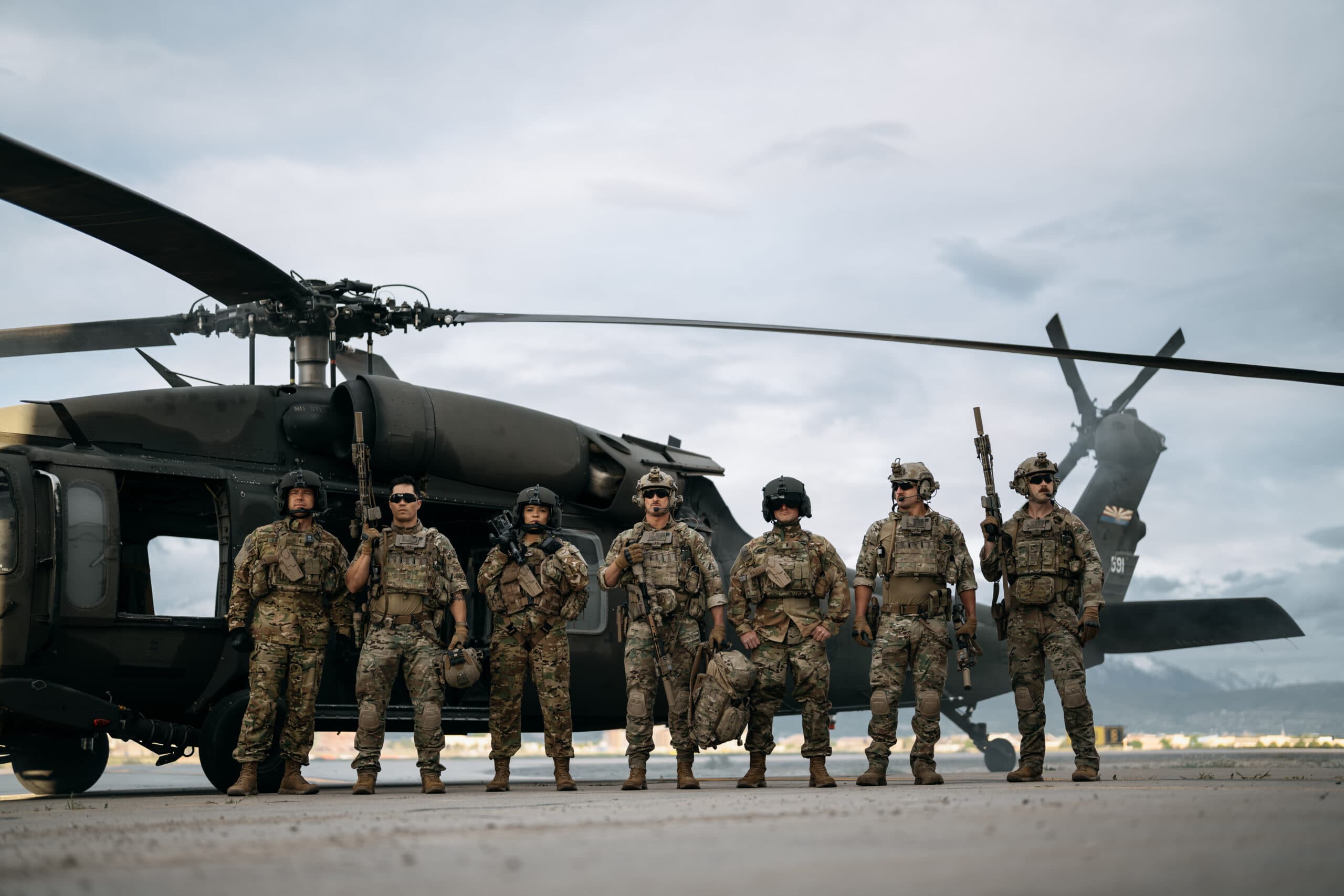 Adunzie Dynamics field team with US Army helicopter on deployment